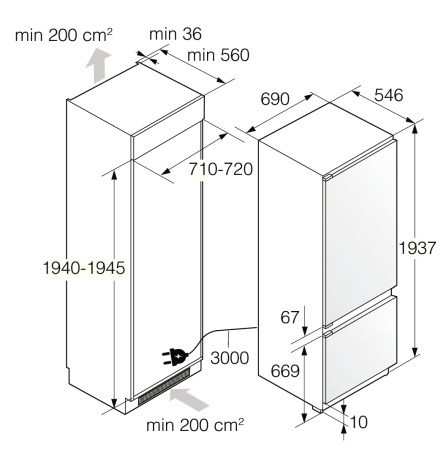 Встраиваемый холодильник Asko RBC597SND1