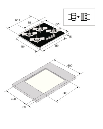 Газовая варочная панель Asko HG8640BGB1