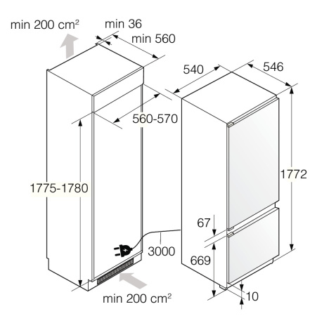 Встраиваемый холодильник Asko RBC276SND1